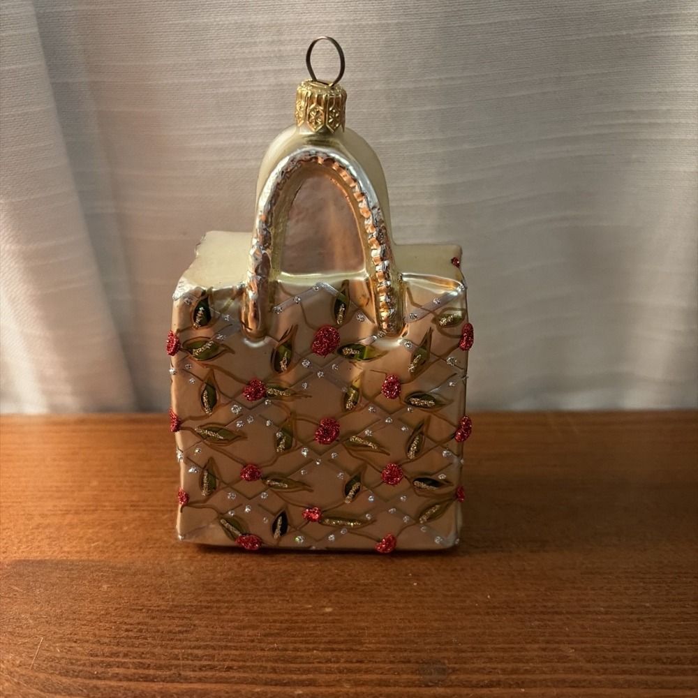 Champagne Gold Sparkle Rose Handbag Ornament
